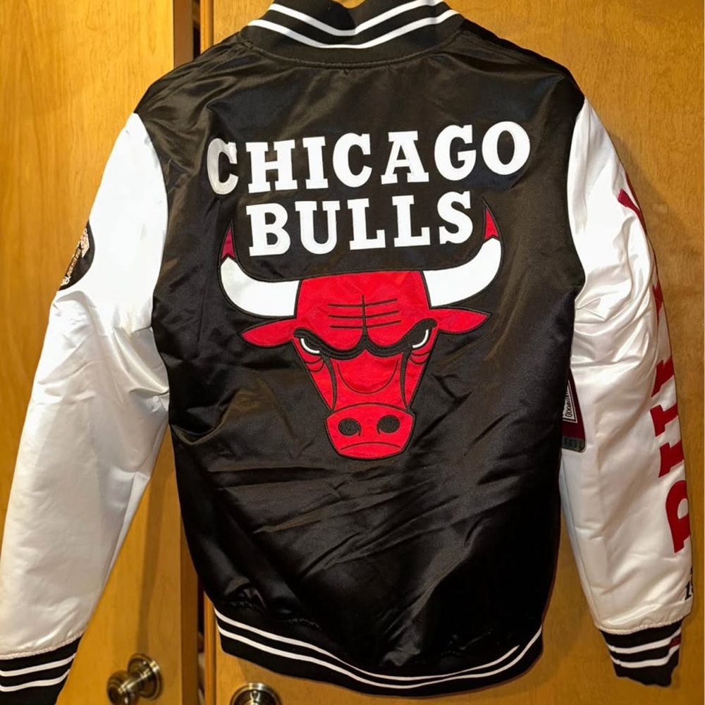 Mitchell & Ness Chicago Bulls Black and White Bomber Jacket